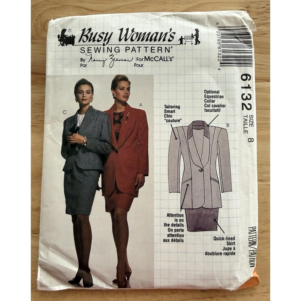 McCall`s 6132‎ Misses' Busy Women Suit Jacket Top Skirt Nancy Zieman Size 8